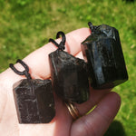 Black Tourmaline Necklace - Raw Stone -Unisex