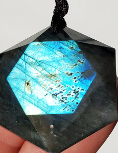 Labradorite Pendant hexagram with moonstone bead