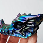 Black Obsidian Aura Crystal Dragon Skull