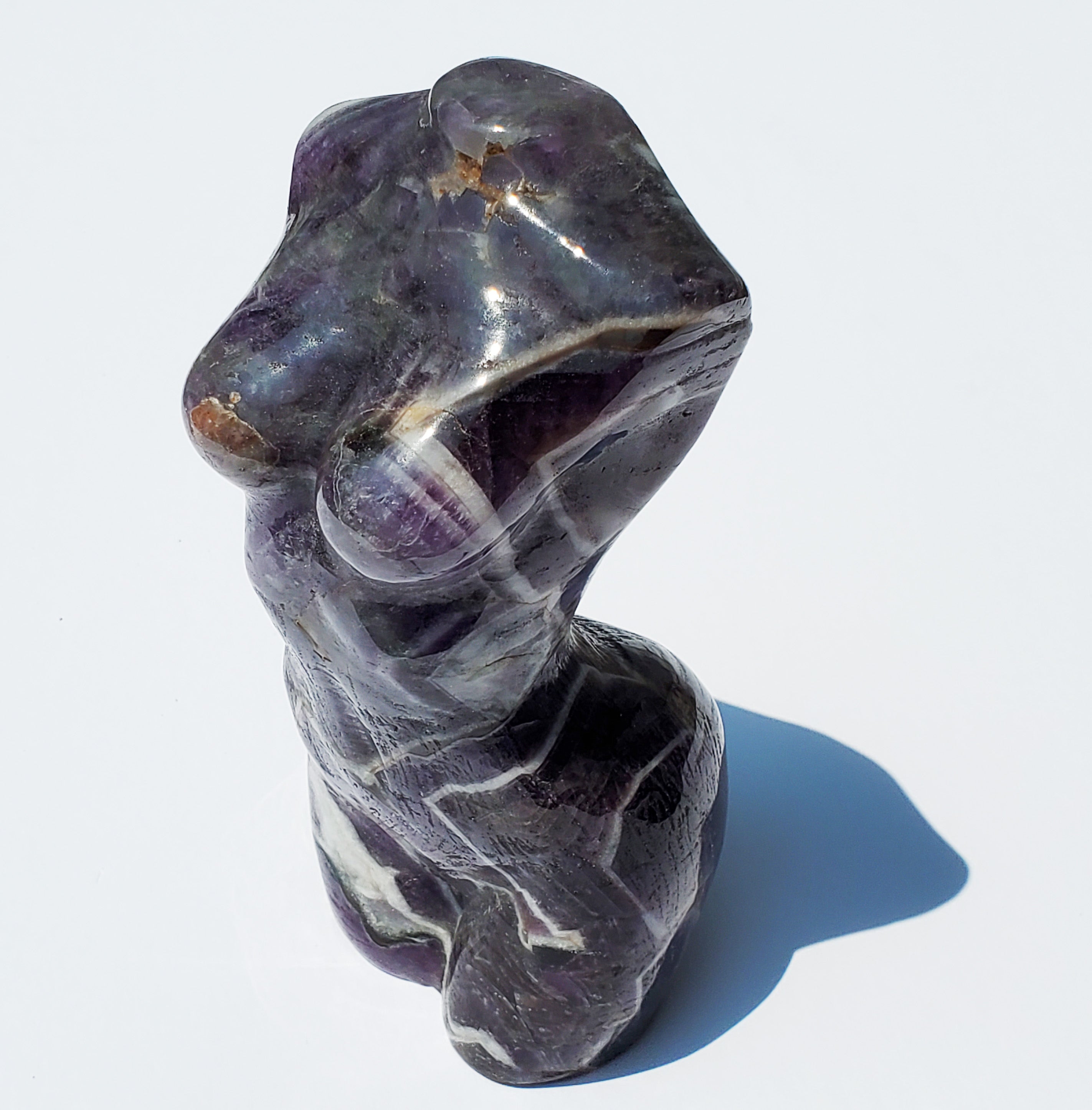 Large Chevron Amethyst Crystal Goddess Statue / Venus Body