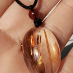Rutilated Quartz Necklace Copper colored - adjustable