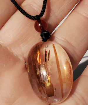 Rutilated Quartz Necklace Copper colored - adjustable