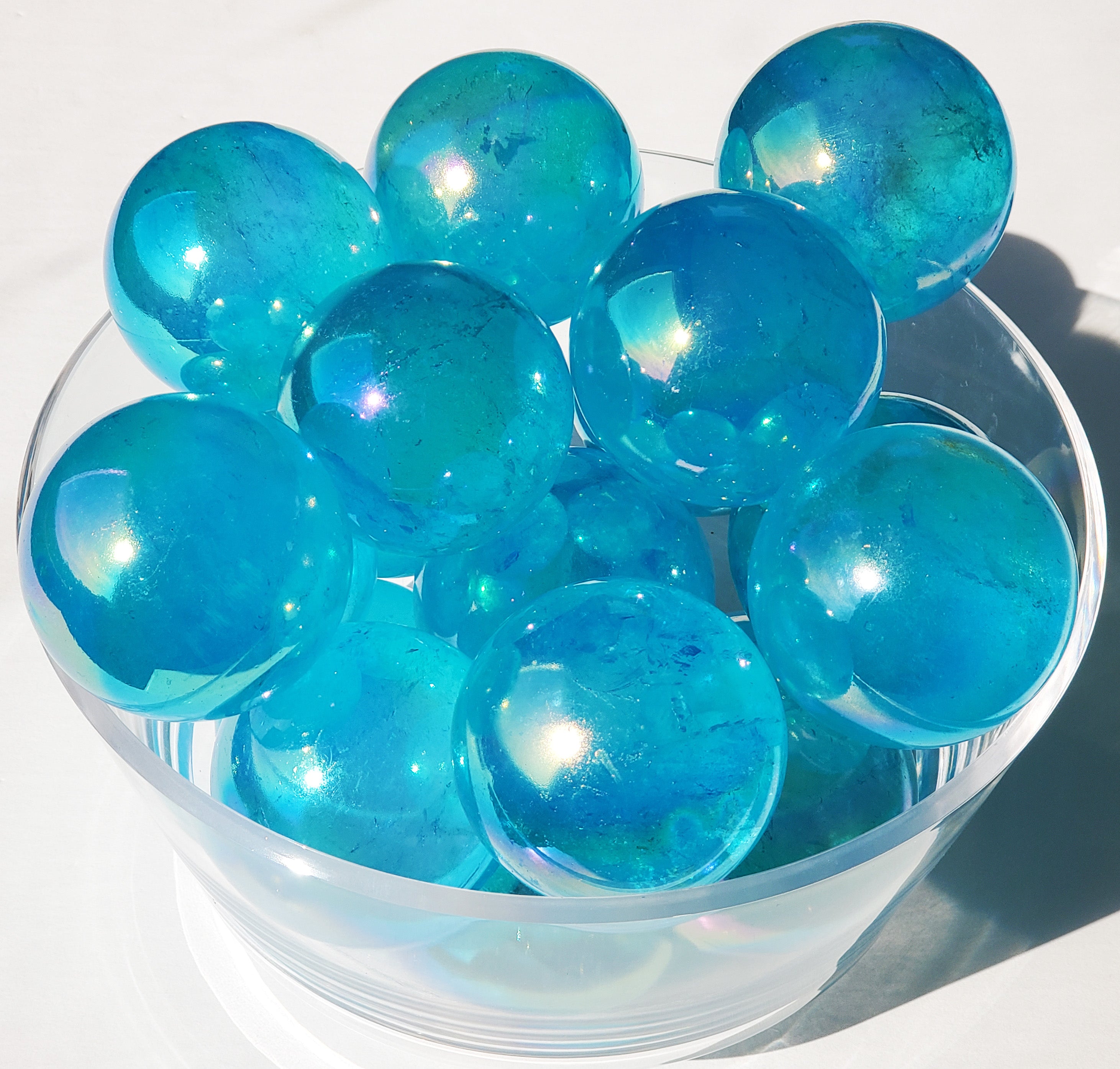 Aqua Aura Quartz Crystal Sphere