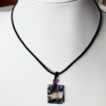 Rainbow Moonstone Necklace with Amethyst bead adjustable