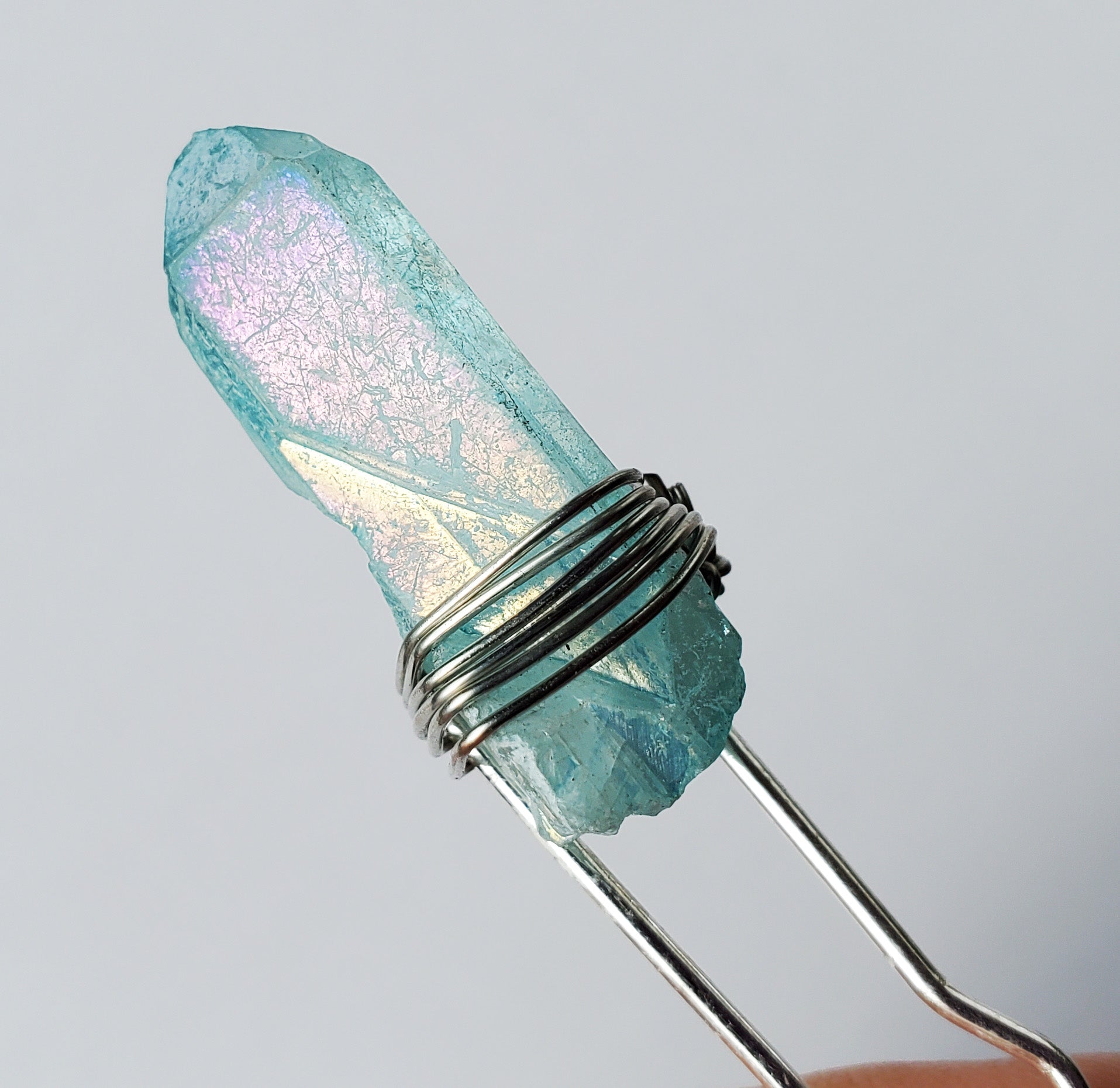 Aura Quartz Crystal Hair Pin - pick your color!
