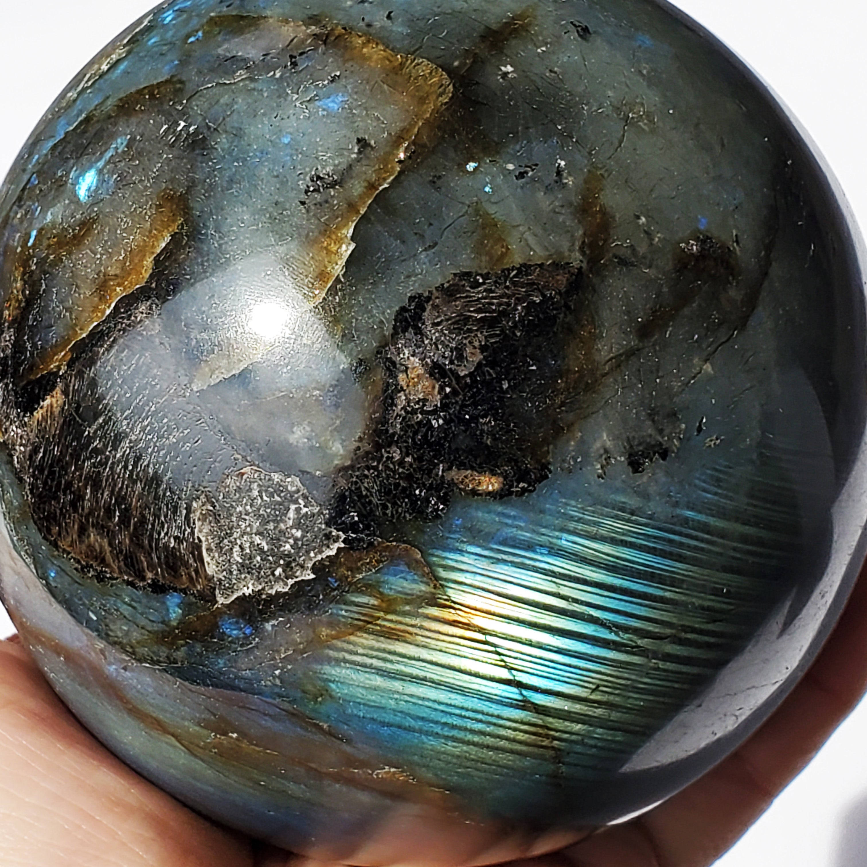 Labradorite Sphere - flashy - extra large 3 7/8"