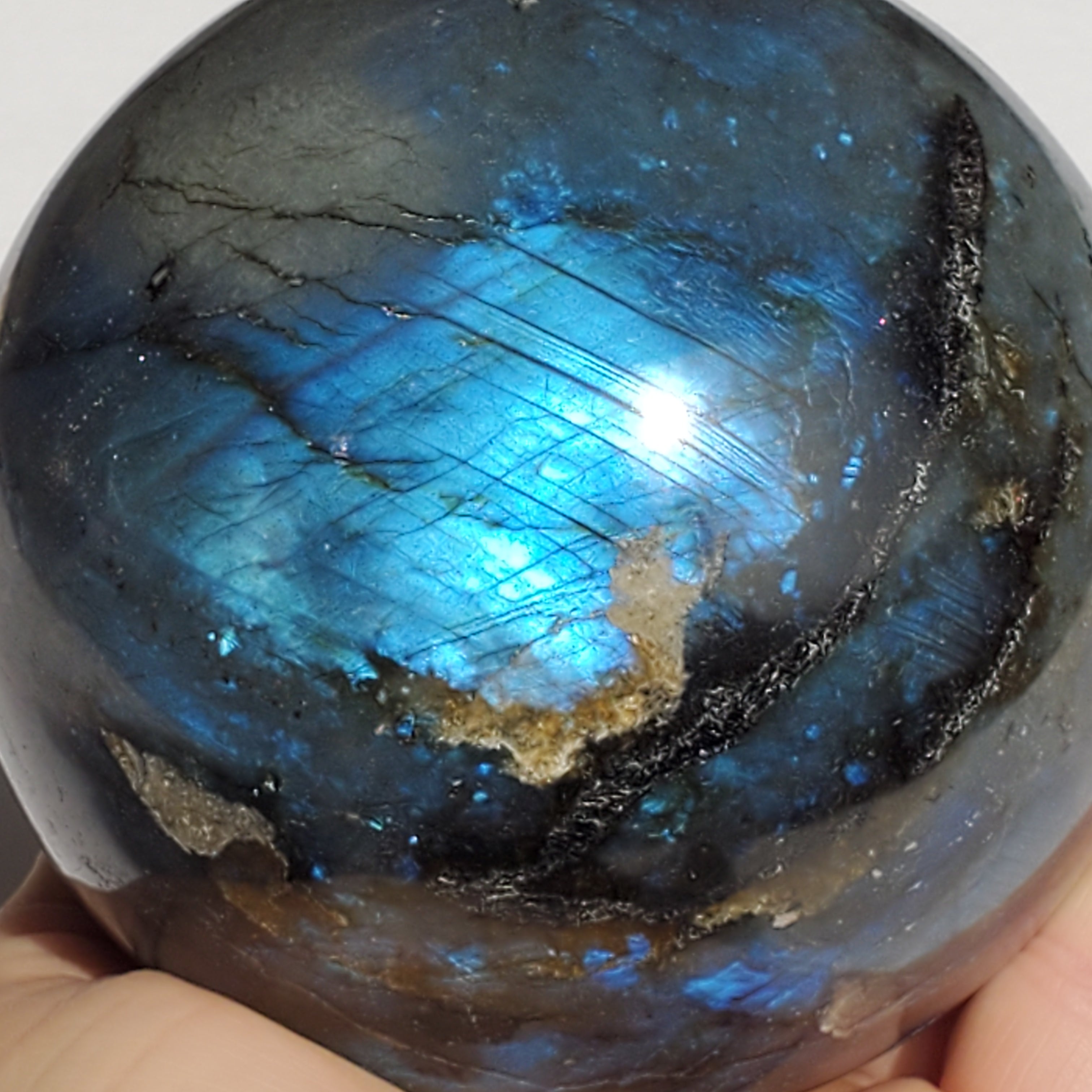 Labradorite Sphere - flashy - extra large 3 7/8"