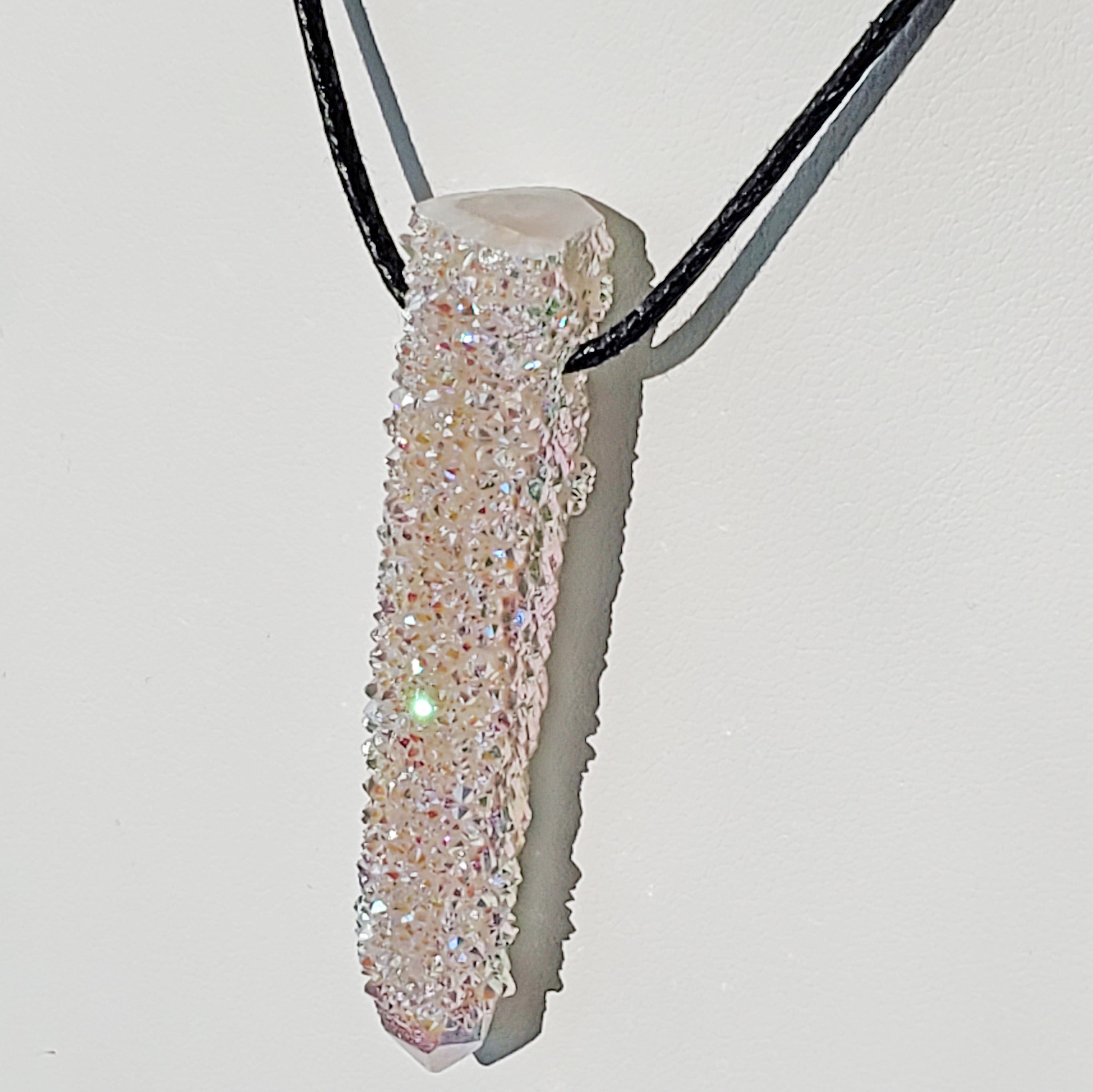 Wire wrapped in copper Angel Aura Quartz, Necklace -Echo of a Stone