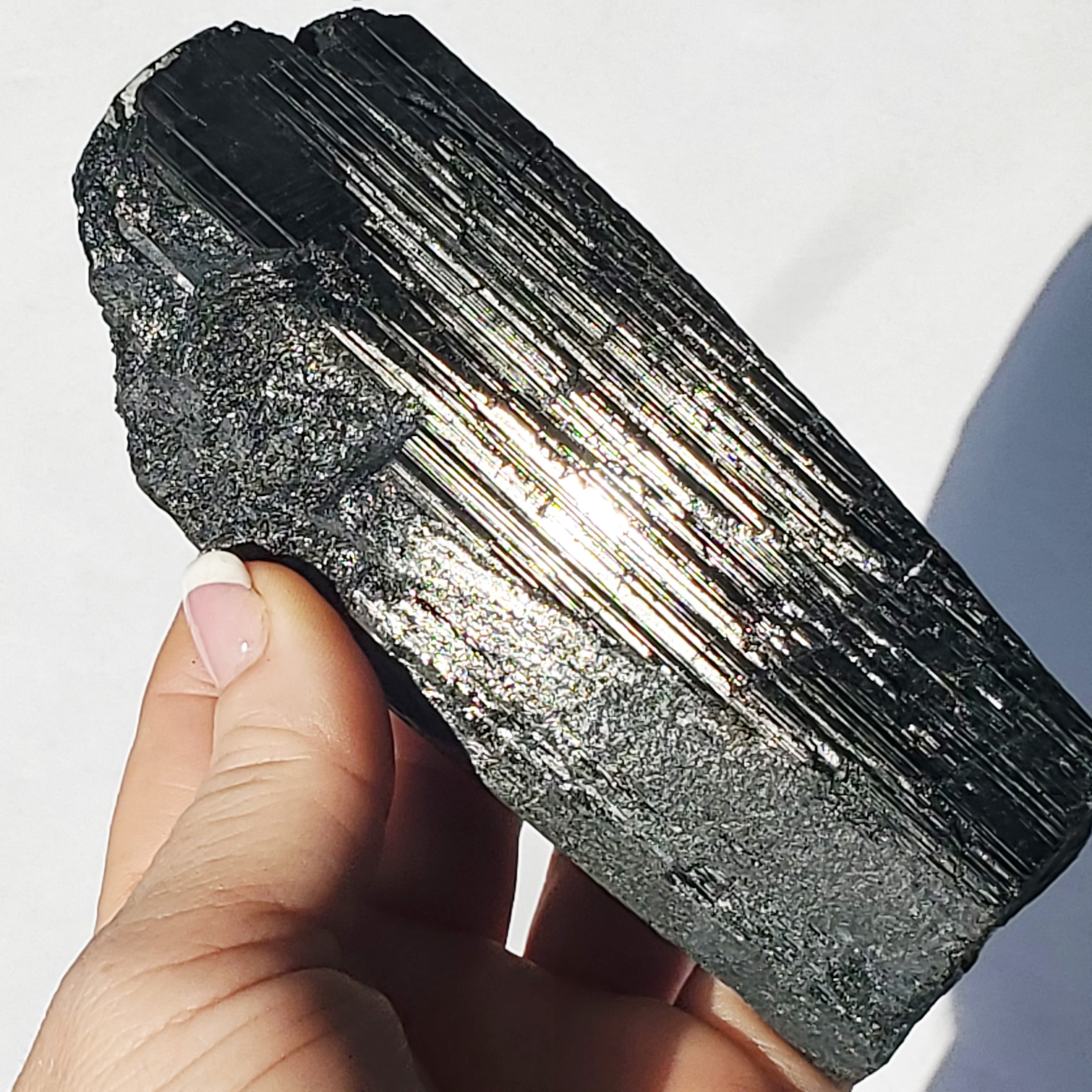 Black Tourmaline stone - log - Protection Stone