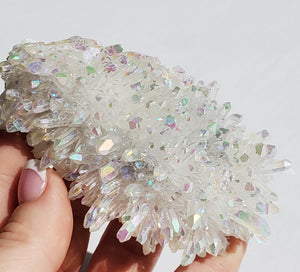 Angel Aura Quartz cluster- Arkansas Quartz treated in the USA