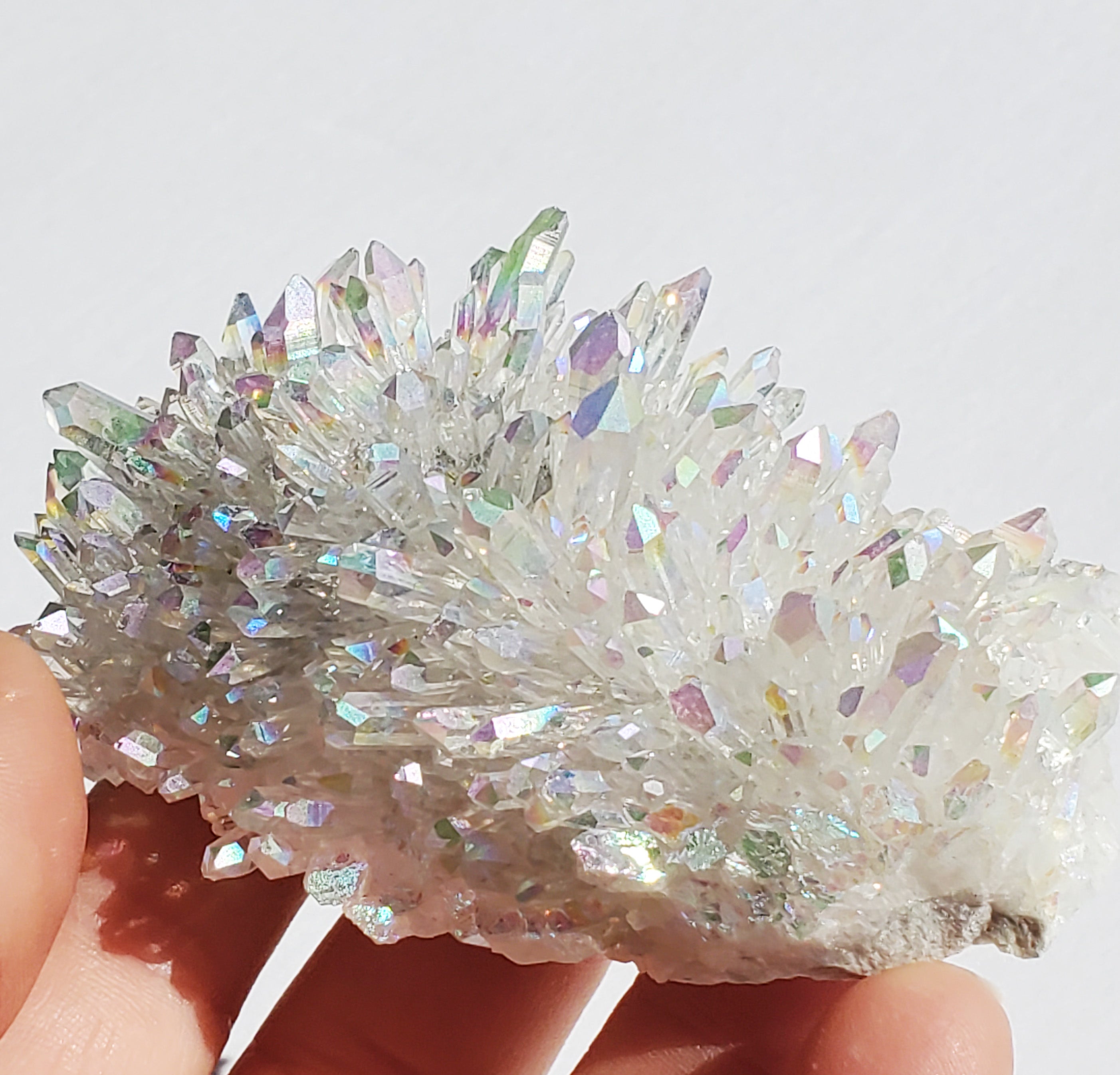 Angel Aura Quartz cluster- Arkansas Quartz treated in the USA