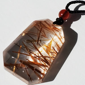 Rutilated Quartz Pendant Necklace adjustable