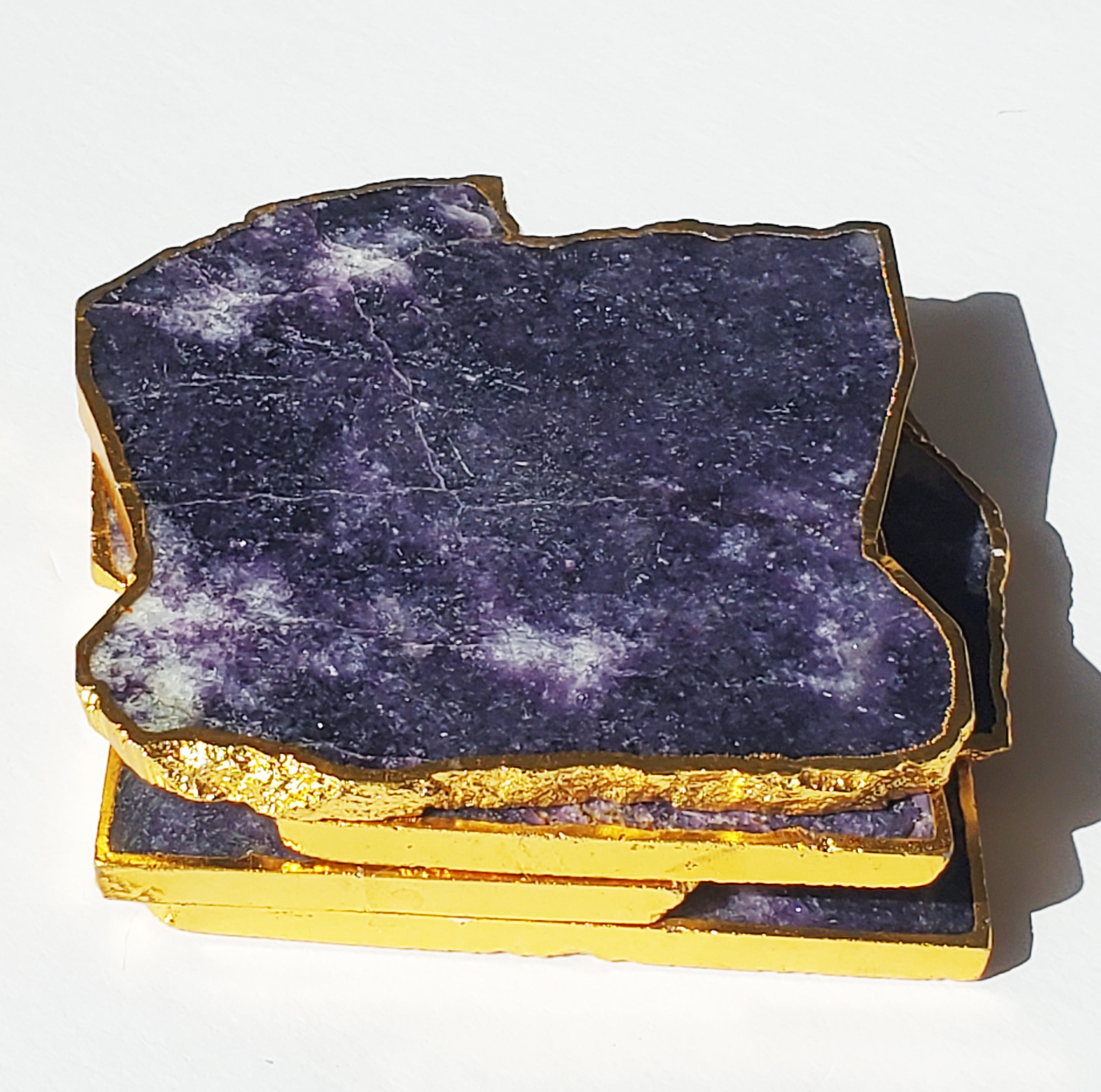 Purple Lepidolite Stone Coasters set of 4
