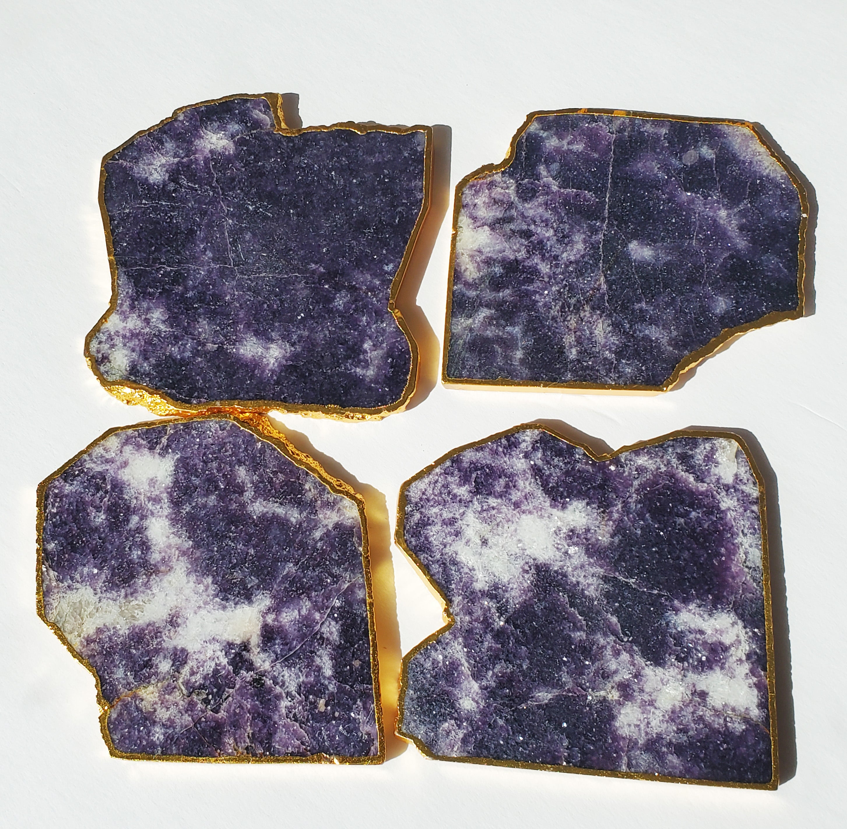 Purple Lepidolite Stone Coasters set of 4
