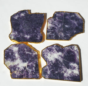 Purple Lepidolite Stone Coasters set of 4