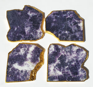 Purple Lepidolite Stone Coasters set of 4