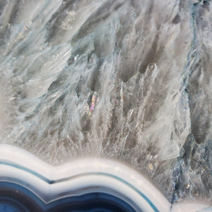 Blue Agate Plate LARGE with gold-plated edges