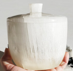 Large Polished Selenite Jar with lid