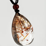 Rutilated Quartz Necklace with Agate bead Adjustable
