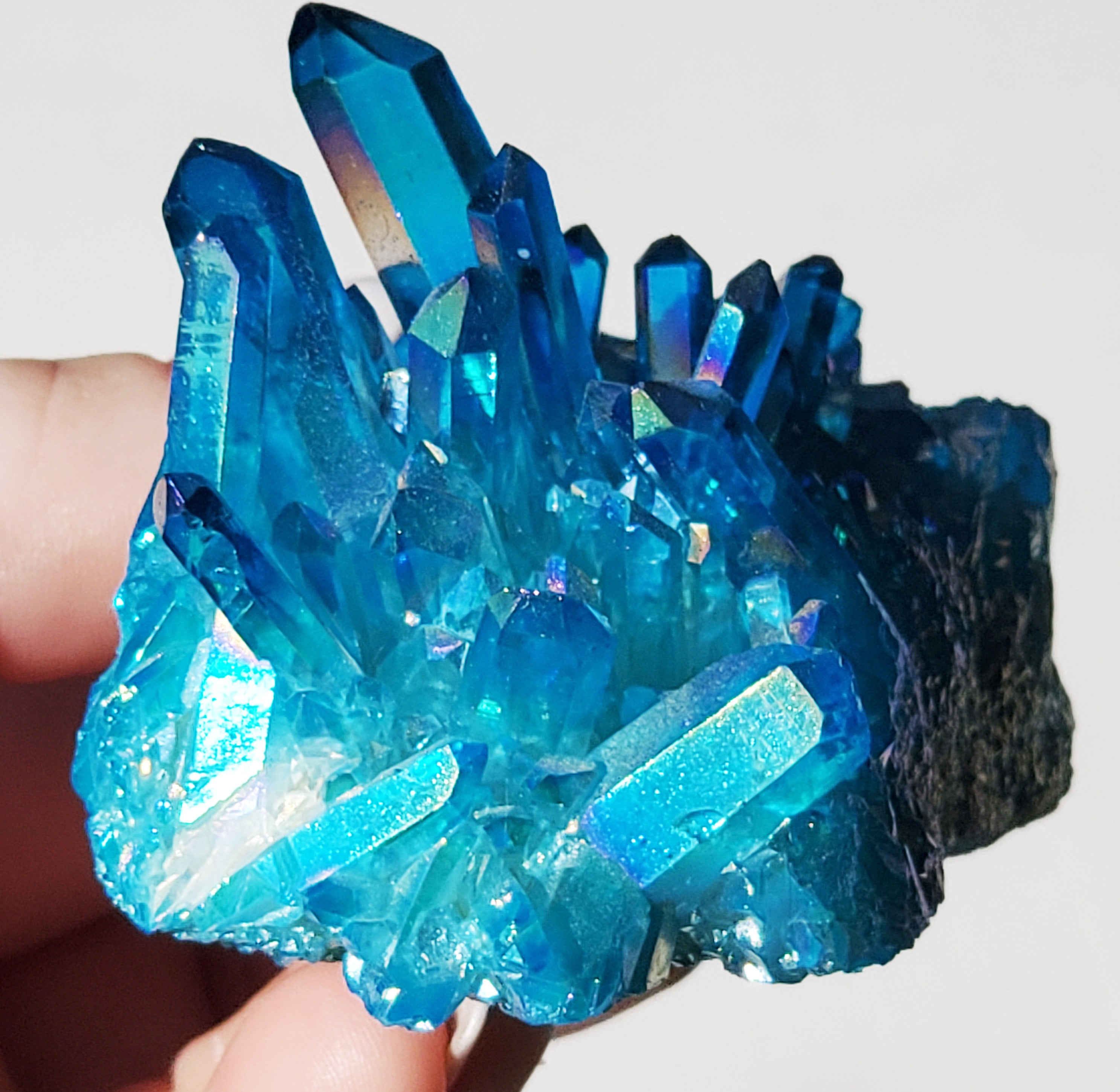 Aqua Aura Quartz Crystal Cluster