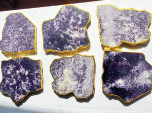 Stone Drink Coasters set of 6 Lepidolite