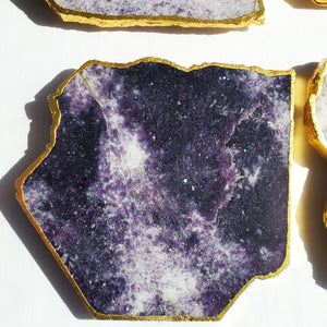 Stone Drink Coasters set of 6 Lepidolite