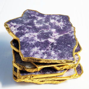 Stone Drink Coasters set of 6 Lepidolite