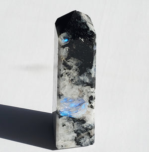 Moonstone Tower with rainbow inclusions