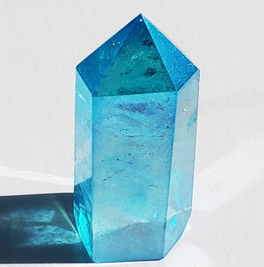 Aqua Aura Quartz Crystal Tower