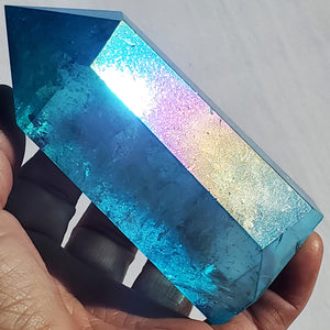 Aqua Aura Quartz Crystal Tower