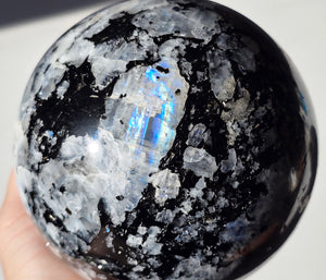 Large Moonstone Sphere with rainbow inclusions