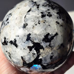 Large Moonstone Sphere with rainbow inclusions