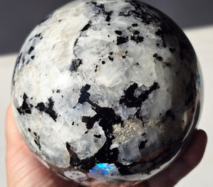 Large Moonstone Sphere with rainbow inclusions