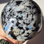 Large Moonstone Sphere with rainbow inclusions