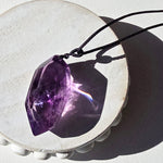 Amethyst Crystal Necklace with rainbow inclusions- adjustable