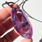 Amethyst Crystal Necklace with rainbow inclusions- adjustable