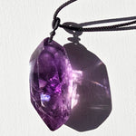 Amethyst Crystal Necklace with rainbow inclusions- adjustable