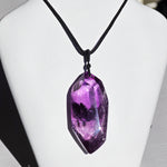 Amethyst Crystal Necklace with rainbow inclusions- adjustable