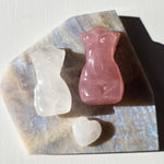 Moonstone slice with Crystal Goddess Statues