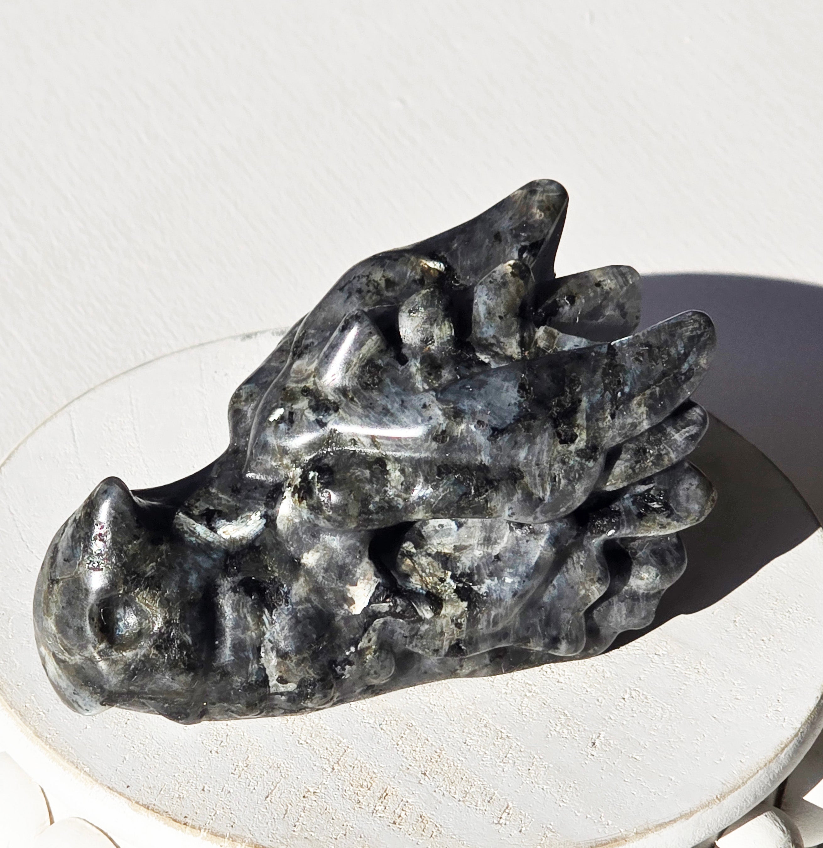 Larvikite Crystal Dragon Head, Dragon Skull