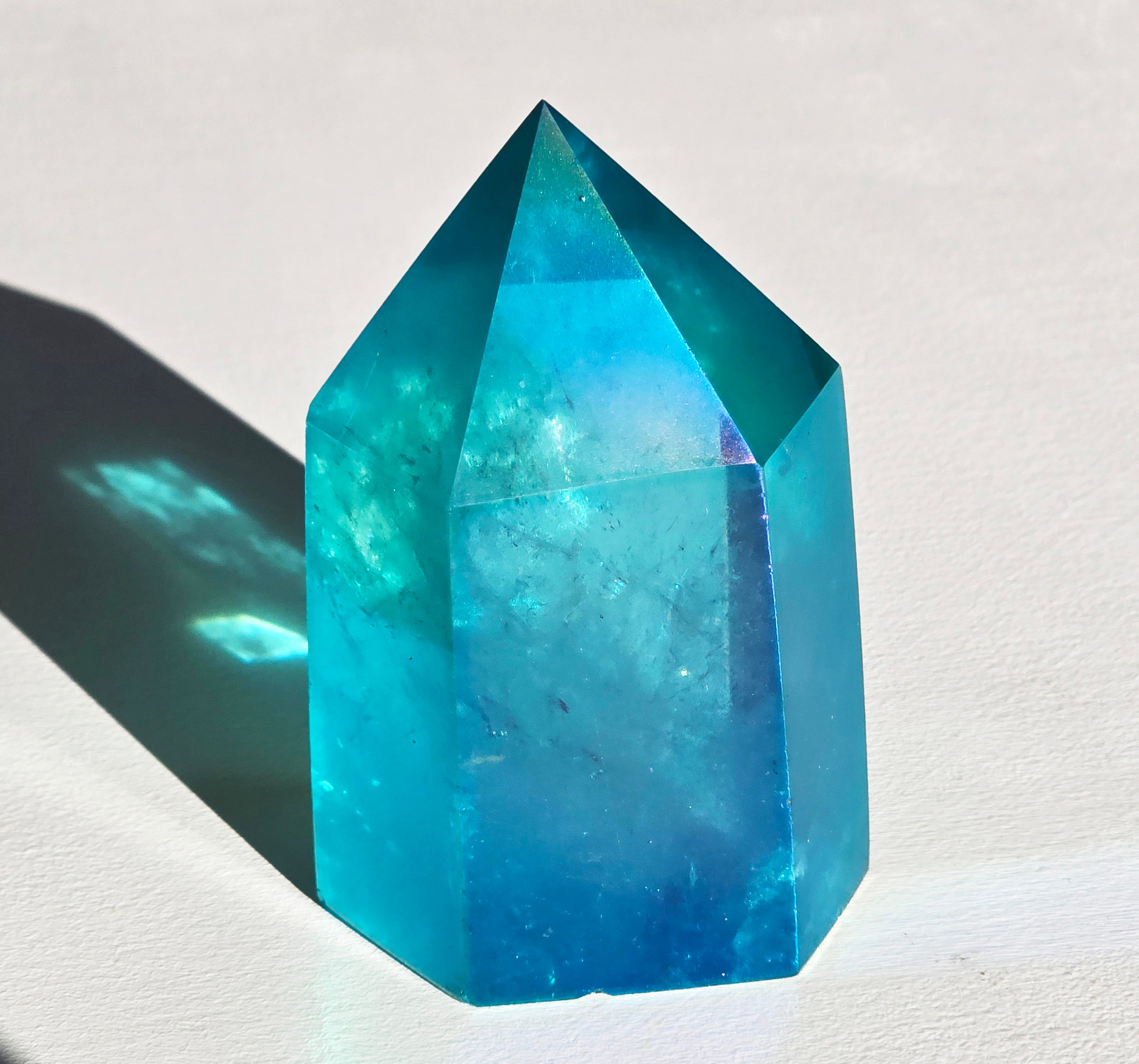 Aqua Aura Quartz Crystal Tower