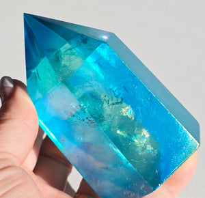 Aqua Aura Quartz Crystal Tower