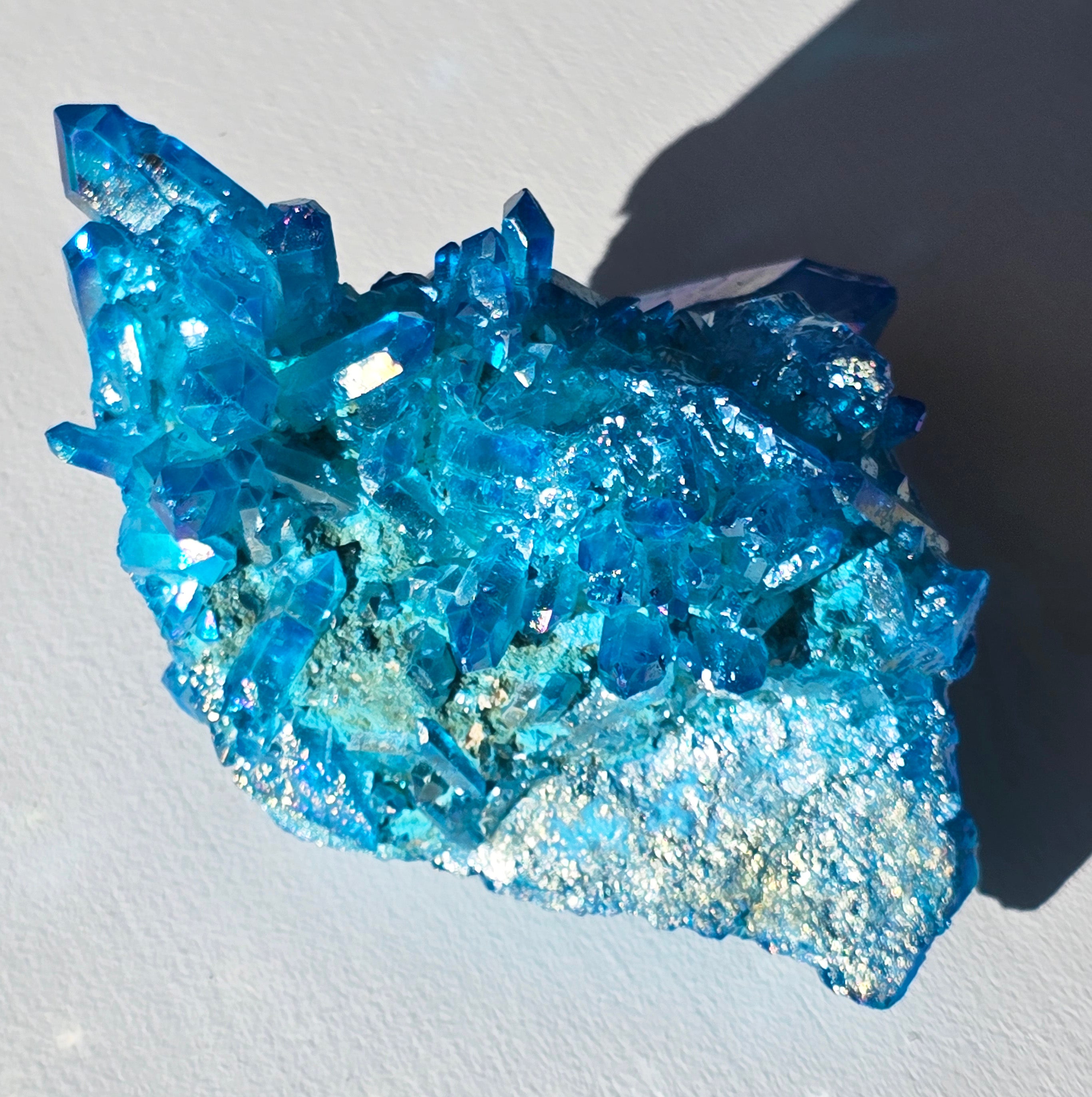 Aqua Aura Quartz Crystal Cluster