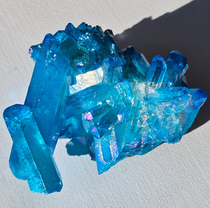 Aqua Aura Quartz Crystal Cluster