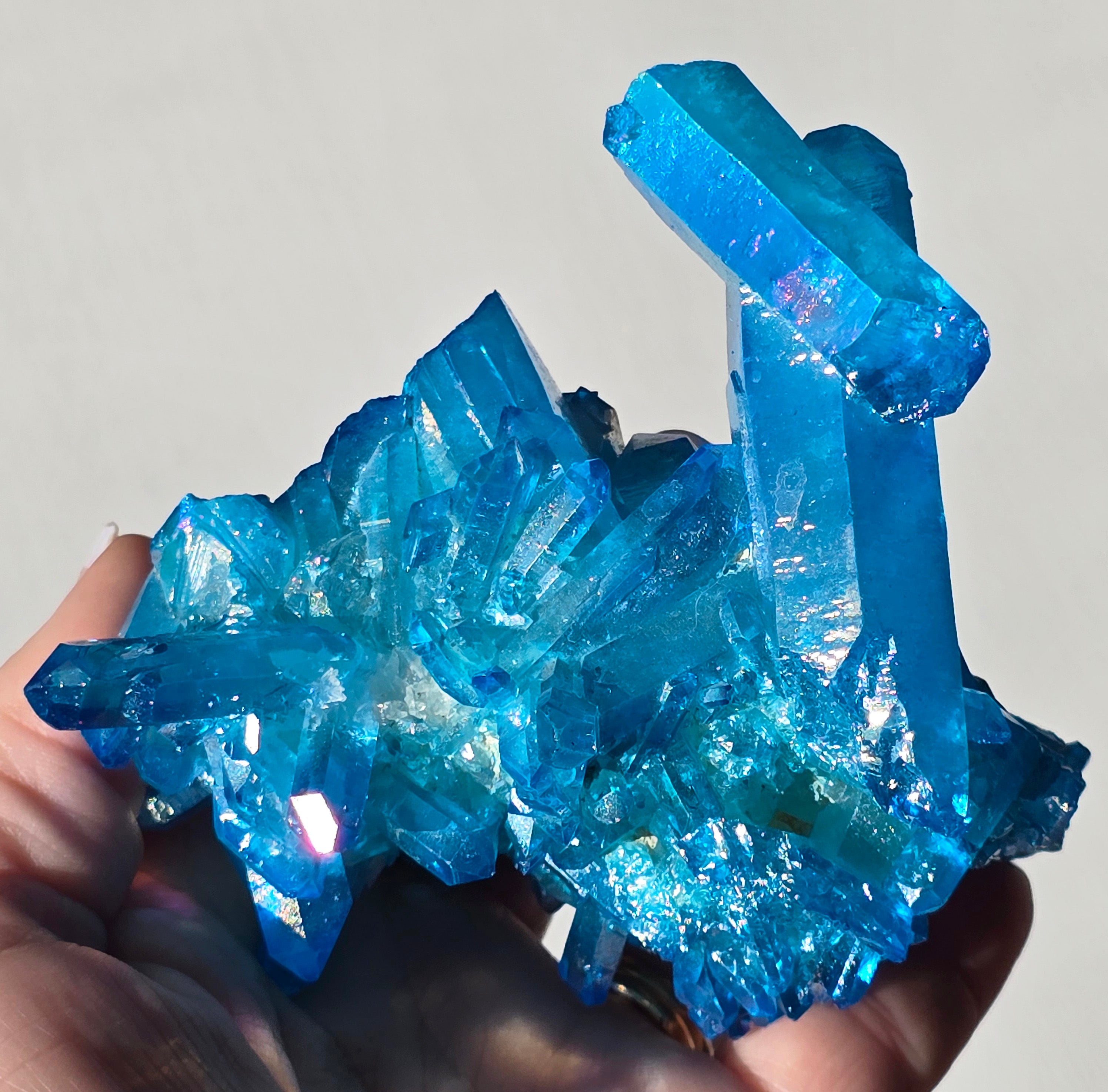 Aqua Aura Quartz Crystal Cluster