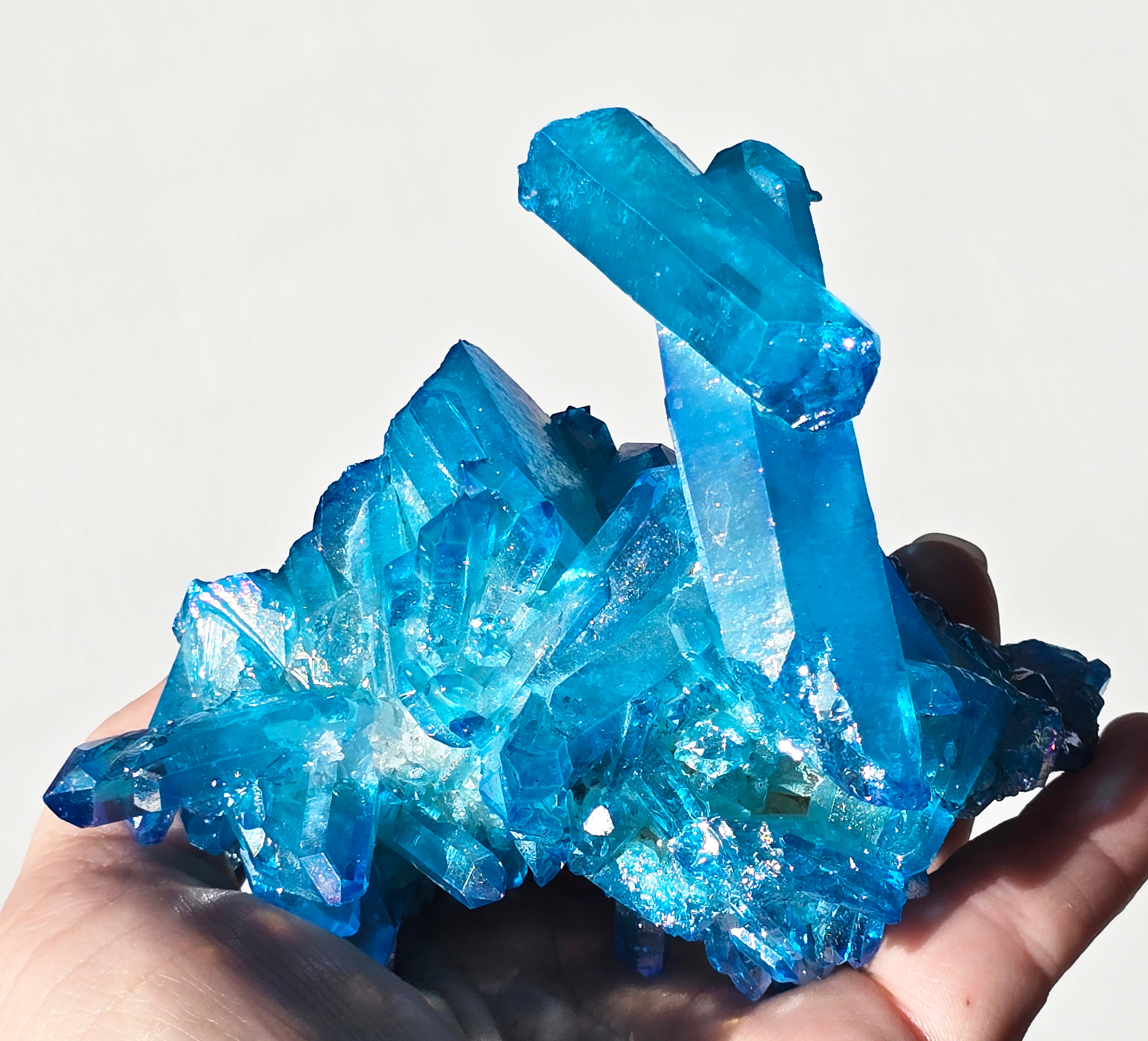 Aqua Aura Quartz Crystal Cluster