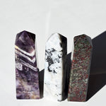 Amethyst Tower, Moonstone Tower, Dragon Blood Jasper set of 3