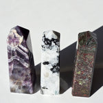 Amethyst Tower, Moonstone Tower, Dragon Blood Jasper set of 3