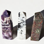 Amethyst Tower, Moonstone Tower, Dragon Blood Jasper set of 3