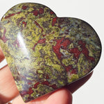 Aura Quartz, Yellow Fluorite, Dragon Blood Jasper gemstone heart set